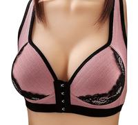 Cocila Sujetador Reductor New Large Size Through The Cup Front Buckle Lace Edge Comfortable Gathered Breathable Thin Without Ring Underwear Bra Talla Grande Mujer Banda Deportivo Running