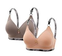 Cocila Sujetador Sin Tirantes Deportivo para Mujer, 2 Piezas, Aros, Soporte Completo, Bralette Y Acogedor Algodon Mujer Pack Encaje Push Up Nina Sujetadores De Algodón Bolsillo Protesis 90A
