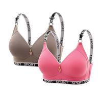 Cocila Sujetador Sin Tirantes Deportivo para Mujer, 2 Piezas, Aros, Soporte Completo, Bralette Y Acogedor Algodon Mujer Pack Encaje Push Up Nina Sujetadores De Algodón Bolsillo Protesis 90A