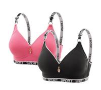 Cocila Sujetador Sin Tirantes Deportivo para Mujer, 2 Piezas, Aros, Soporte Completo, Bralette Y Acogedor Algodon Mujer Pack Encaje Push Up Nina Sujetadores De Algodón Bolsillo Protesis 90A