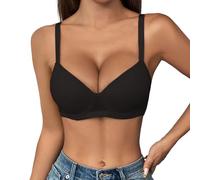 Cocila Sujetador Talla Grande Deportivo Mujer Top con Cremallera Delantera Relleno Banda Sin Tirantes Nina Sexy Aros Push Up 80B Sujetadores 90C para Dormir 120 Copa C De Escotes Costuras Ni