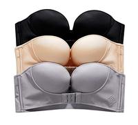 Cocila Sujetadores Deportivos Mujer 3Pcs Color Sólido Sin Tirantes Antideslizante Ajuste Vestido Sujetador Copa D Brasier Espalda Descubierta Reductor Relleno con Aros Nina Dim 75B De Encaje