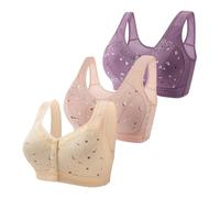 Cocila Sujetadores Deportivos Mujer Paquete 3 para Mujeres Mayores 2024 Algodón con Botón Cierre Frontal Cómodo Soporte Completo Espalda Ancha Sin Sujetador Pecho Caido Maidenform Relleno Nina