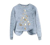 Cocila Sweatshirt Women's Hatless Casual Solid Color Christmas Print Long Sleeved (Azul Claro, M) Sudadera Mujer Larga Oversize Sudaderas Lilas Amarilla Suéter Negro Forro Polar Gimnasio Navidad