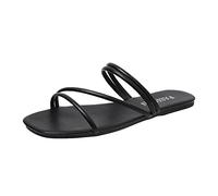 Cocila Tacones De Plataforma Para Mujer Planas Playa Con Chanclas Punta Cuadrada Color Sólido Verano (Black, 40) Sandalias Vestir Oro Alma En Pena Plata Fiesta Plateadas Naranjas Rojo Shoes And