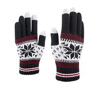 Cocila Teléfono copo de nieve invierno moda adultos hombres y tejido cálido móvil creativo grueso con guantes de pantalla impresión guantes para mujeres clima frío hombres cuero negro desechable