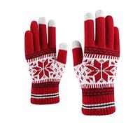 Cocila Teléfono copo de nieve invierno moda adultos hombres y tejido cálido móvil creativo grueso con guantes de pantalla impresión guantes para mujeres clima frío hombres cuero negro desechable