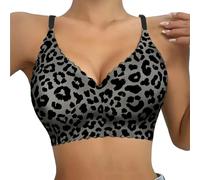 Cocila Top Deportivo Push up Mujer Fitness, Sujetador Elástico Ropa Mujer Sin Costuras, Cobertura Completa Estampado de Leopardo Borde de la Ola, para Pecho Grande Diario