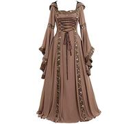 Cocila Vestido Vintage Mujer Medievales Disfraz Color Sólido Gótico Vestido Irregular Manga Larga Llamarada Disfraz Princesa Disfraces Medievales Princesa Reina Bruja