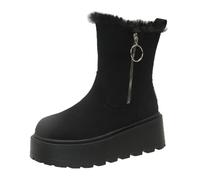 Cocila Women'S Spring And Autumn Winter Thick Shoes With Side Zippers Fashionable Versatile Plus Velvet Thickened Short Tube Warm Cotton Ankle Boots Coronel Hombre Botas De Agua Mujer Altas