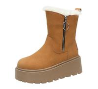 Cocila Women'S Spring And Autumn Winter Thick Shoes With Side Zippers Fashionable Versatile Plus Velvet Thickened Short Tube Warm Cotton Ankle Boots Coronel Hombre Botas De Agua Mujer Altas