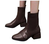 Cocila Zapatos Altos Botas De Tacón Punta Elástico Grueso Medias Para Mujer Botines Pelo Altas Piel Negro Tacon Marrones Pitillos Invierno Hombre Zapatillas Casual Schekers Con Calzado Media