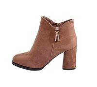Cocila Zapatos De Mujer Botas Casuales Color Sólido Tacón Grueso Gamuza Y Terciopelo Botines Cowboy Altas Invierno Tacon Planas Piel Cuña Comodos Vestir Militares Schekers Ankle Boots Women Bota