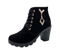 Cocila Zapatos De Mujer, Botas Gruesas Tacón Color Carne, Cuero, Mujer Grueso A La, Transpirables Con Punta Redonda Lluvia Altas Invierno Planas Botines Piel Negro Planos Marron Impermeables