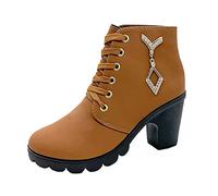 Cocila Zapatos De Mujer, Botas Gruesas Tacón Color Carne, Cuero, Mujer Grueso A La, Transpirables con Punta Redonda Lluvia Altas Invierno Planas Botines Piel Negro Planos Marron Impermeables