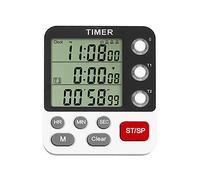 Cocina 3 Canales, Temporizador magnético Cuenta Regresiva con Orificio Trasero dígitos Grandes, Temporizador Digital Cocina para cocinar, baño, niños, Profesor