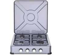 Cocina a Gas Portátil 4 Fuegos para Camping y Exterior, Cocina de Butano con Tapa, Superficie Esmaltada Fácil de Limpiar, Quemadores Duraderos, Robusta para Picnic, Viajes Uso Familiar (4 Fuegos)