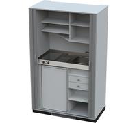 Cocina-armario con frente de persiana 2 placas de vitrocerámica, fregadero a la derecha