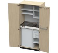 Cocina-armario con puertas batientes 2 placas de vitrocerámica, fregadero a la derecha
