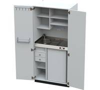 Cocina-armario con puertas batientes 2 placas de vitrocerámica, fregadero a la izquierda