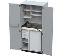 Cocina-armario con puertas batientes 2 placas de vitrocerámica, fregadero a la izquierda