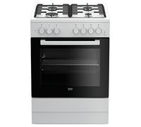 Cocina - Beko FSE62110DW, Gas, 4 zonas de cocción, Horno multifunción, 65 L, Grill, Blanco y negro
