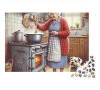 Cocina Cocinando Mujer Mayor Puzzle de 1000 Piezas Papel Puzzle para Adultos Set de Puzzle 1000 Piezas Relajante Familia 70x50cm/1000pcs