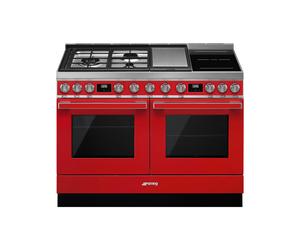 Cocina Combinada 120 cm Smeg Portofino Horno Eléctrico / Placa CPF120IGMPR Rojo