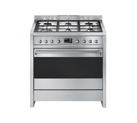 Cocina Combinada 90 cm Smeg Clásica Opera Horno Eléctrico / Placa Gas A1-9 Acero Inoxidable