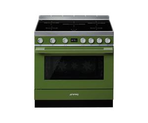 Cocina Combinada 90 cm Smeg Portofino Horno eléctrico / Placa de Inducción CPF9IPOG Verde Oliva