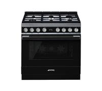 Cocina Combinada 90 cm Smeg Portofino Horno Eléctrico / Placa Gas CPF9GPBL Negro