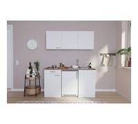 Cocina compacta Luis (Ancho: 150 cm, Blanco, Frigorífico y placa vitrocerámica)