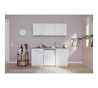Cocina compacta Luis (Ancho: 150 cm, Color frontal: Blanco, Color del cuerpo: Marrón, Placa vitrocerámica)