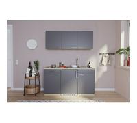 Cocina compacta Luis (Ancho: 150 cm, Color frontal: Gris, Color del cuerpo: Marrón, Placa vitrocerámica)
