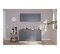 Cocina compacta Luis (Ancho: 150 cm, Gris, Frigorífico y placa vitrocerámica)