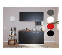 Cocina compacta Luis (Ancho: 150 cm, Negro, Con electrodomésticos, Microondas)