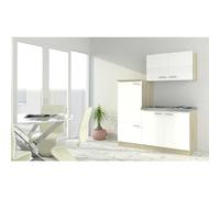 Cocina compacta Luis (Ancho: 160 cm, Blanco, Placa de cocción y frigorífico)