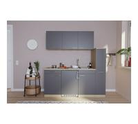 Cocina compacta Luis (Ancho: 180 cm, Gris, Color del cuerpo: Marrón, Con placa vitrocerámica)