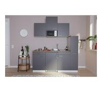 Cocina compacta Luis (Ancho: 180 cm, Gris, Con placa vitrocerámica y microondas)