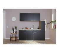 Cocina compacta Luis (Ancho: 180 cm, Negro, Color del cuerpo: Marrón, Con placa vitrocerámica)