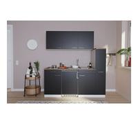 Cocina compacta Luis (Ancho: 180 cm, Negro, Con placa vitrocerámica)
