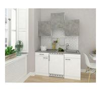 Cocina compacta Malia (Ancho: 150 cm, Blanco, Gris, Frigorífico y placa de cocina doble)