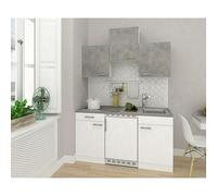 Cocina compacta Malia (Ancho: 150 cm, Blanco, Gris, Frigorífico y placa vitrocerámica)