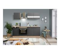 Cocina compacta Merle (Ancho: 210 cm, Gris, Con electrodomésticos, Volumen horno: 72 l)