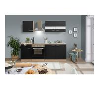 Cocina compacta Merle (Ancho: 210 cm, Negro, Con electrodomésticos, Volumen horno: 72 l)
