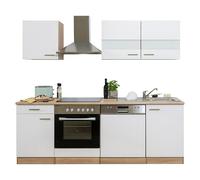 Cocina compacta Merle (Ancho: 220 cm, Blanco, Con electrodomésticos, Volumen horno: 72 l)