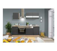 Cocina compacta Merle (Ancho: 220 cm, Gris, Con electrodomésticos, Volumen horno: 72 l)