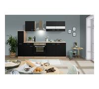 Cocina compacta Merle (Ancho: 240 cm, Negro, Con electrodomésticos, Volumen horno: 72 l)
