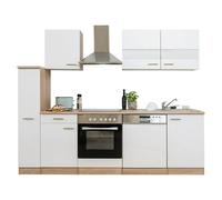 Cocina compacta Merle (Ancho: 250 cm, Blanco, Con electrodomésticos, Volumen horno: 72 l)