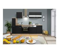 Cocina compacta Merle (Ancho: 250 cm, Negro, Con electrodomésticos, Volumen horno: 72 l)